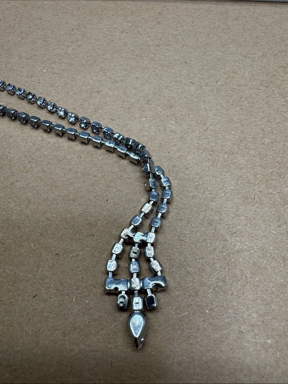 Vintage  2 Silver-toned Crystal Statement Necklaces - Elegant Bride Jewelry